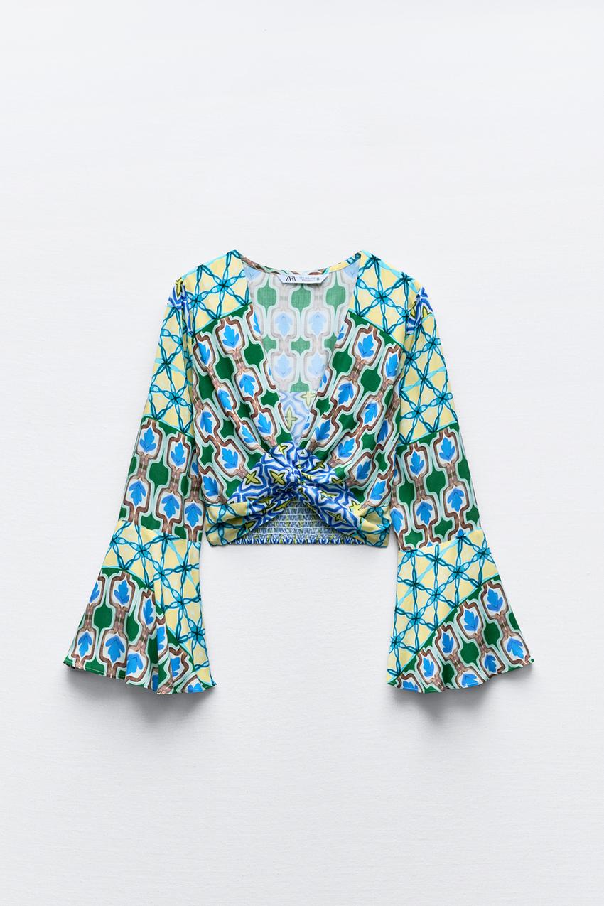 ZARA - PRINTED TOP WITH KNOT