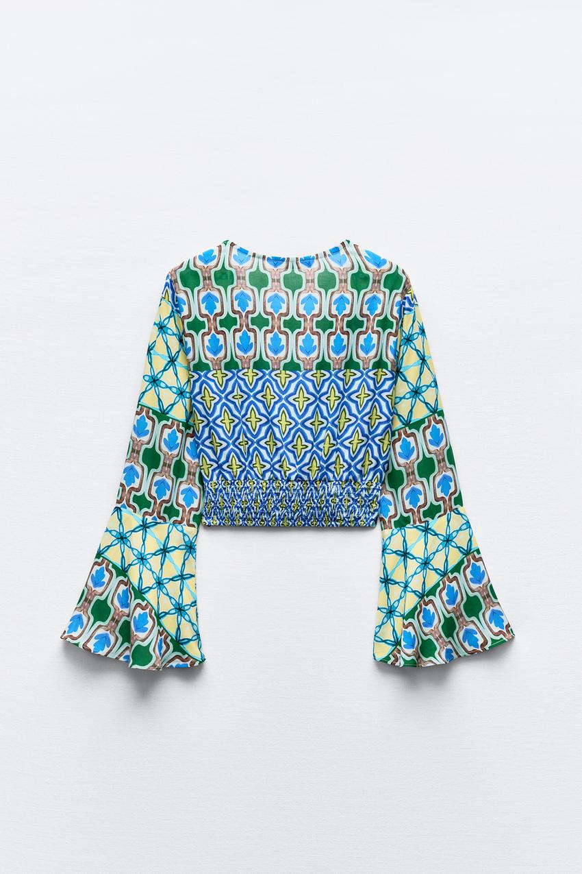 ZARA - PRINTED TOP WITH KNOT