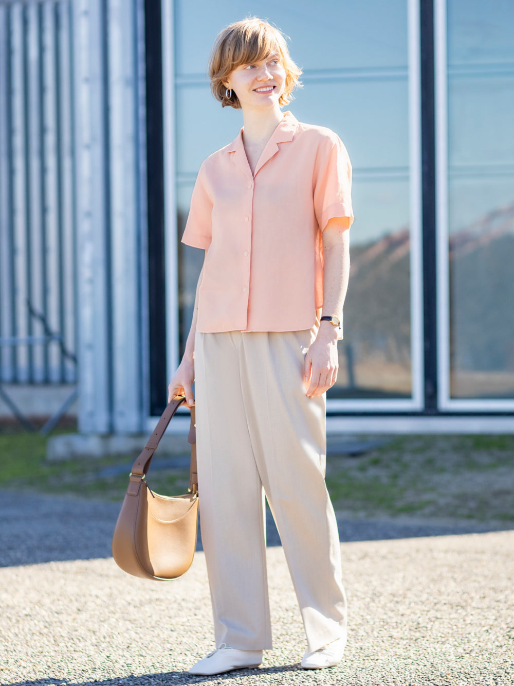 UNIQLO - Linen Blend Open Collar Short Sleeve Shirt