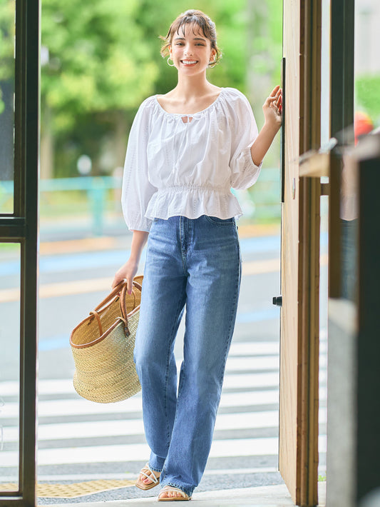 UNIQLO - Embroidery Blouse 3/4 Sleeve