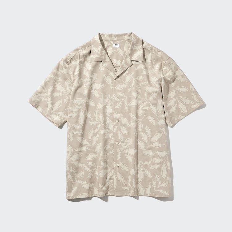 UNIQLO - Modal Cotton Open Collar Short Sleeve Shirt (Printed)