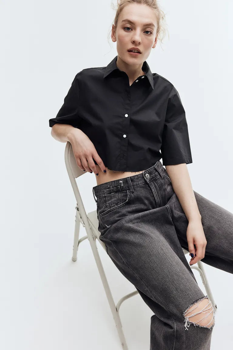 H&M - Cropped cotton shirt