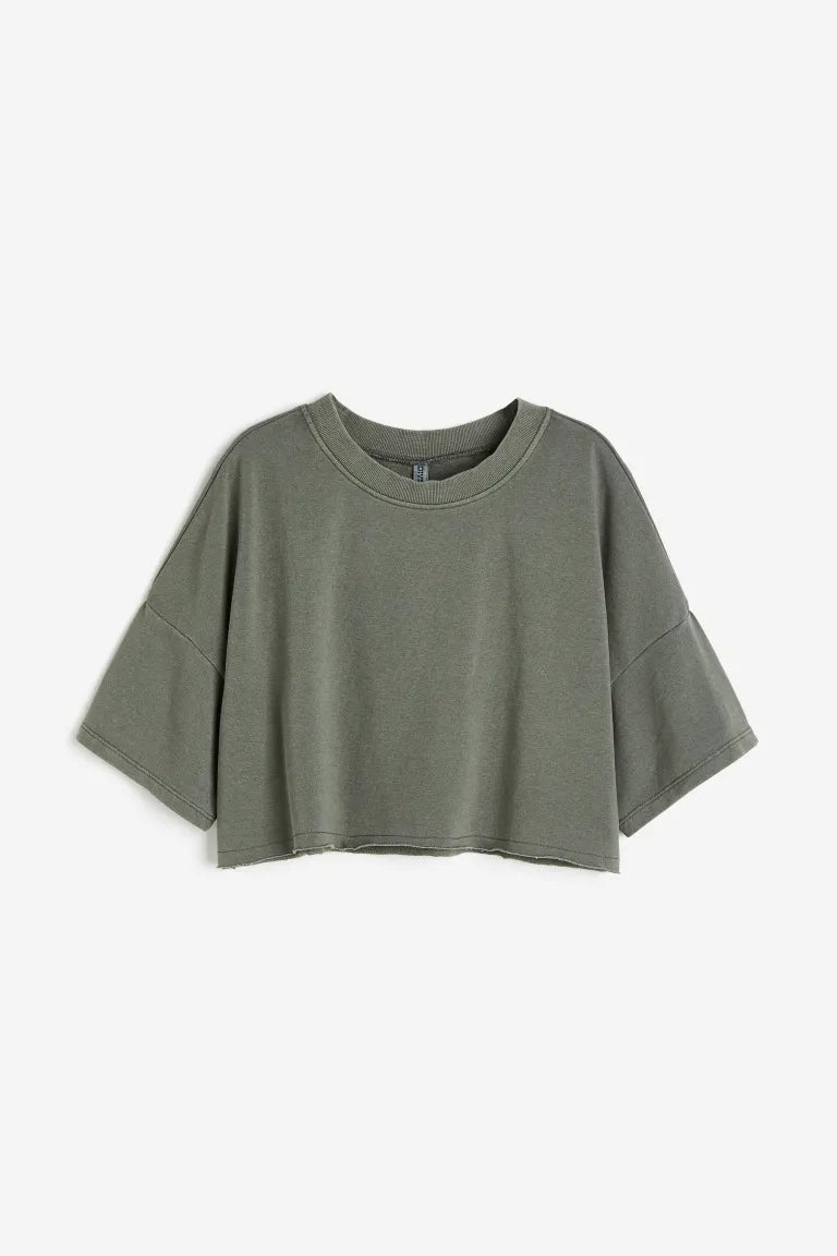 H&M - Cropped short-sleeved sweatshirt