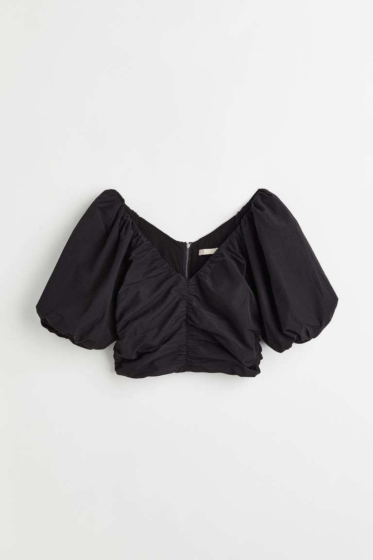 H&M - Gathered puff-sleeved top