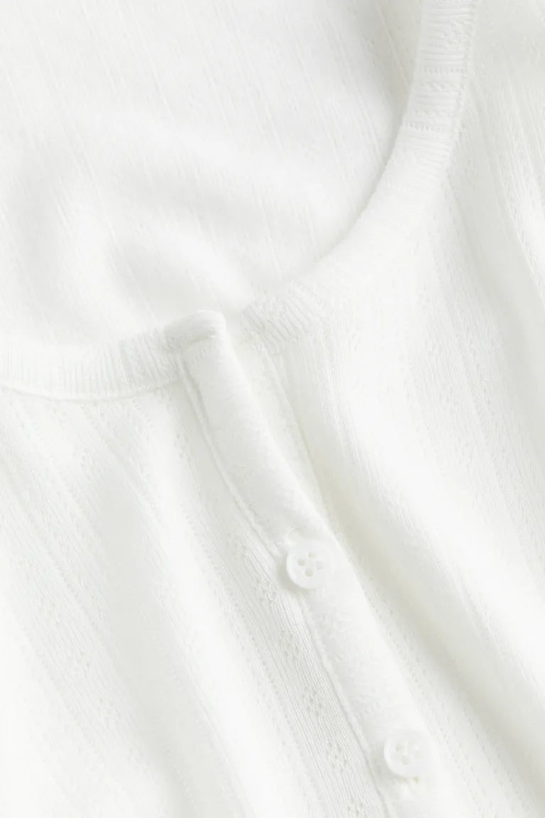 H&M - Button-front pointelle jersey top