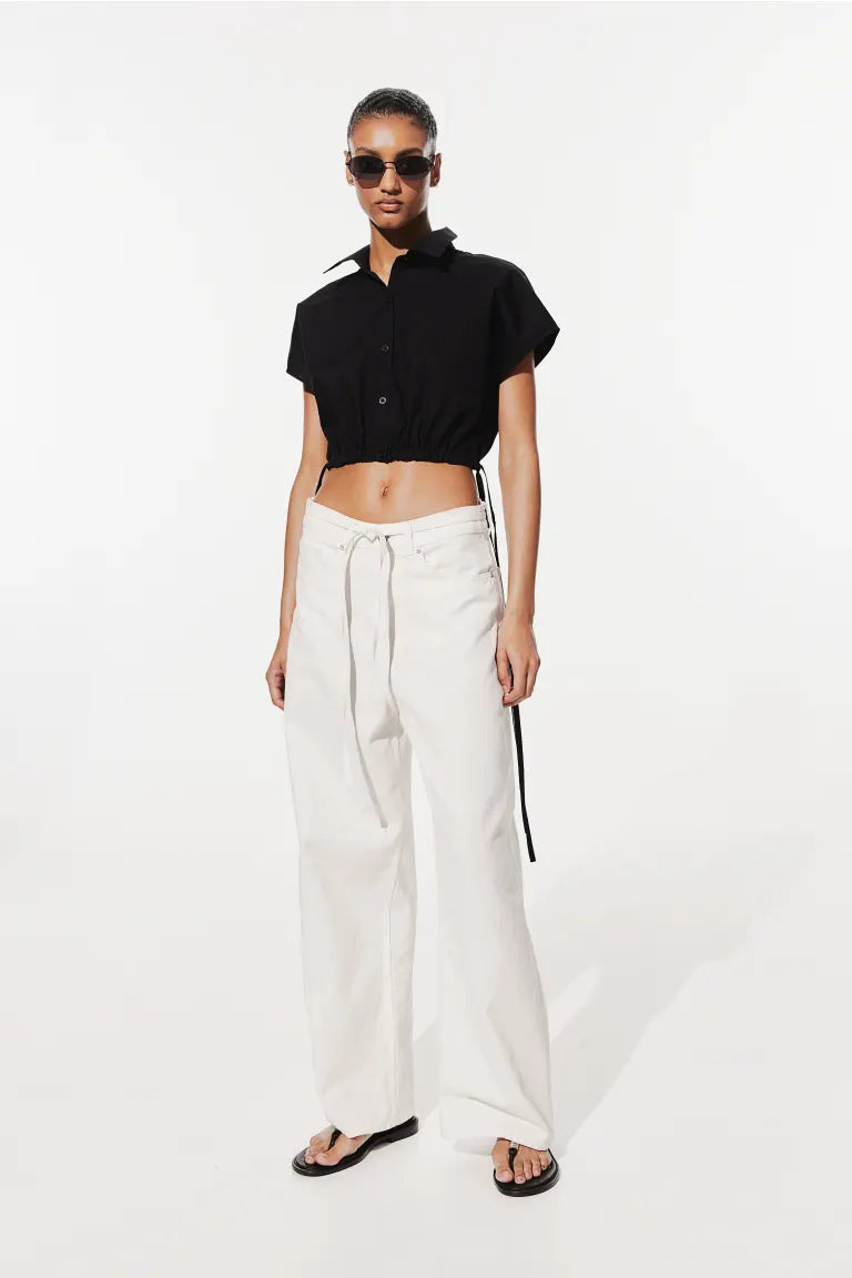 H&M - Cropped tie-detail shirt