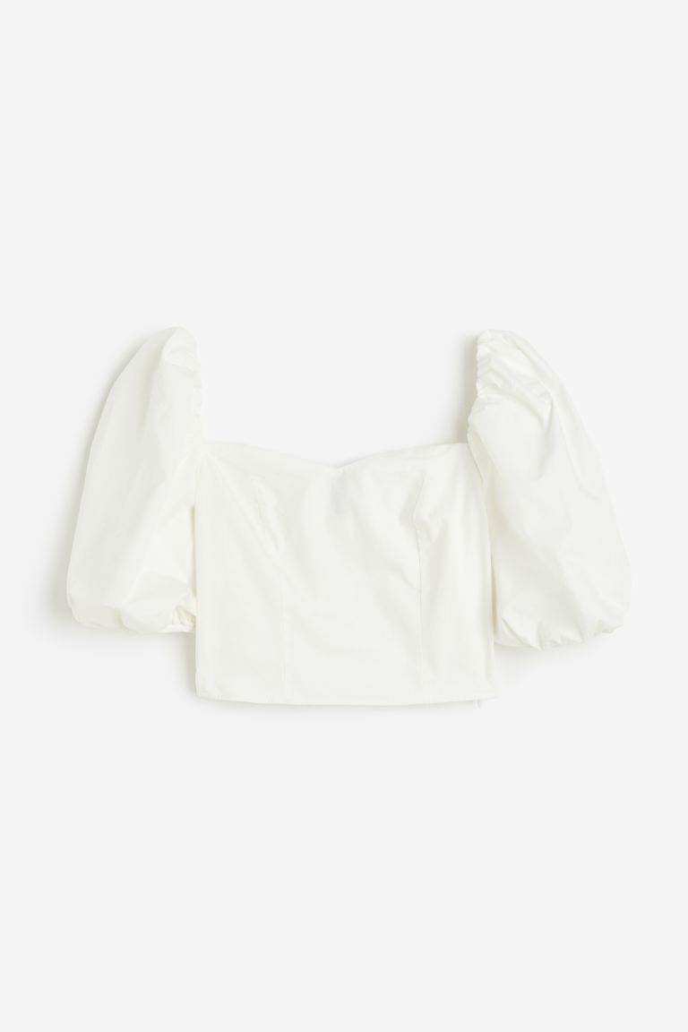 H&M - Puff-sleeved poplin blouse