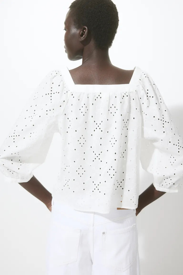 H&M - Square-neck cotton blouse