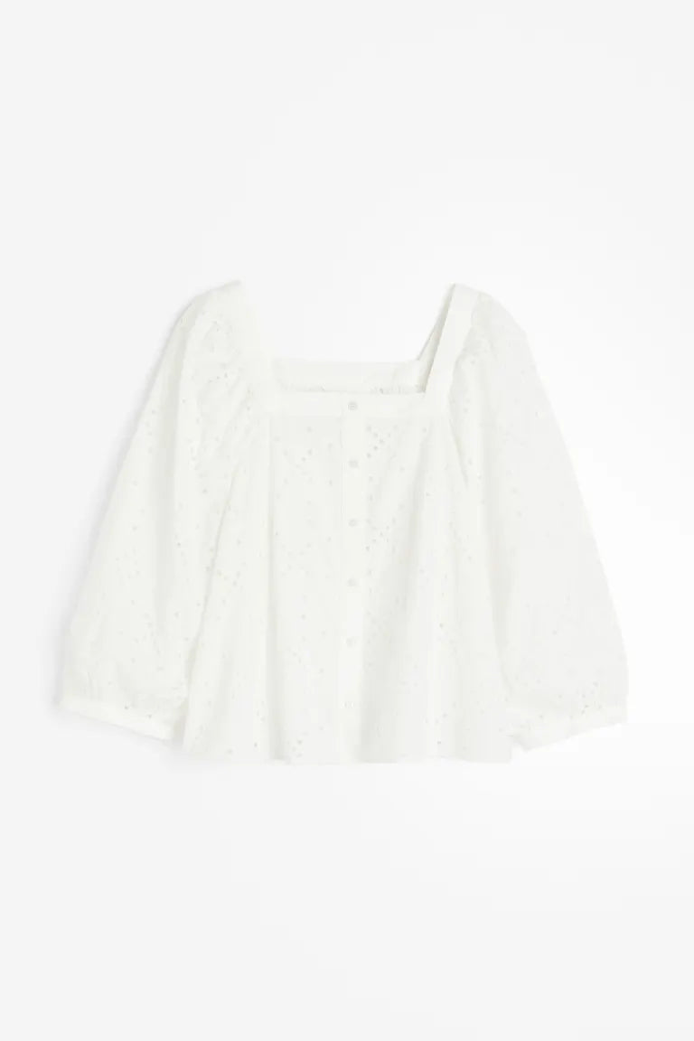 H&M - Square-neck cotton blouse