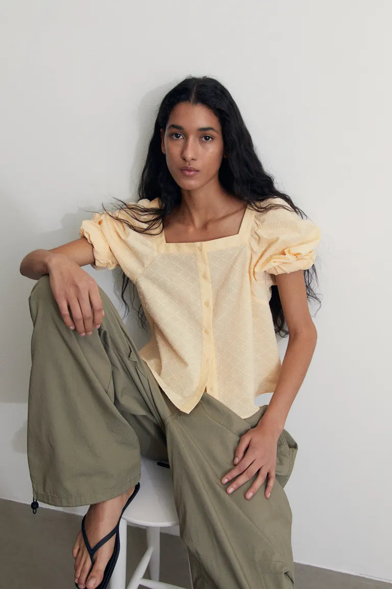 H&M - Square-neck cotton blouse