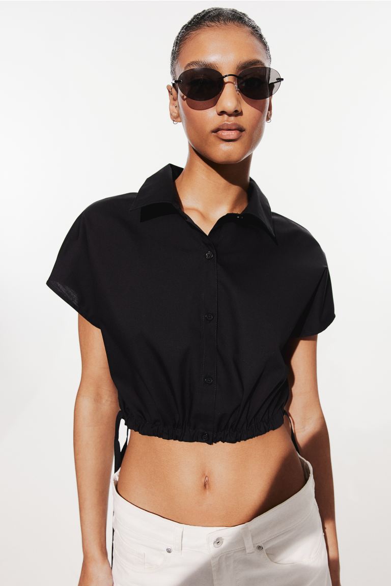 H&M - Cropped tie-detail shirt