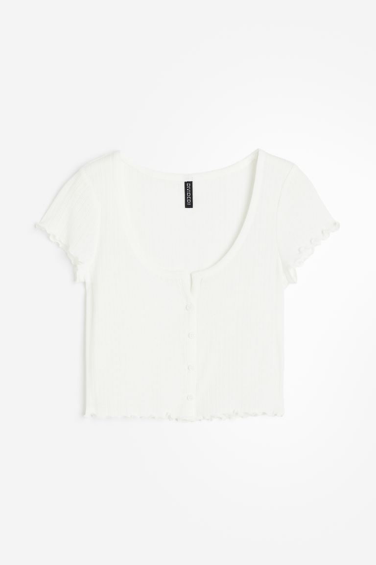 H&M - Button-front pointelle jersey top