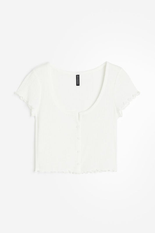 H&M - Button-front pointelle jersey top